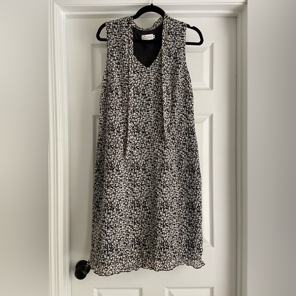 CDC Black and Cream Geometric Midi Dress